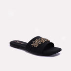 Womens Black Casual Flat Slippers 0412948