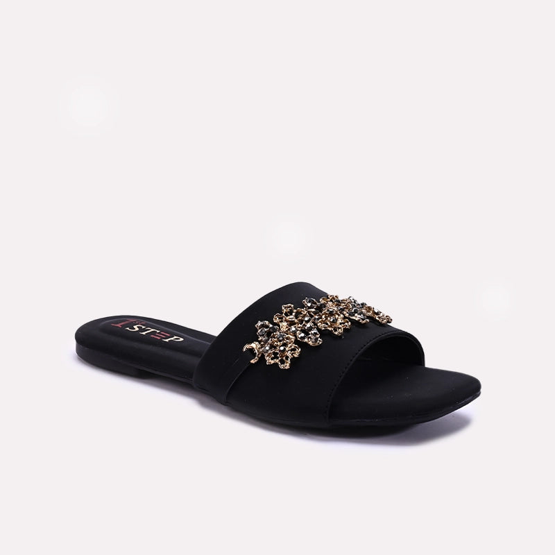 Womens Black Casual Flat Slippers 0412948