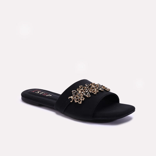 Womens Black Casual Flat Slippers 0412948