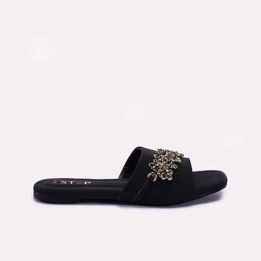 Womens Black Casual Flat Slippers 0412948