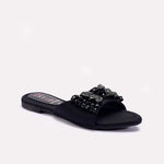 Womens Black Fancy Flat Slippers 0413028