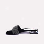Womens Black Fancy Flat Slippers 0413096