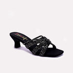 Womens Black Fancy Heel Slippers 0413051