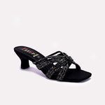 Womens Black Fancy Heel Slippers 0413051