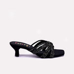 Womens Black Fancy Heel Slippers 0413051