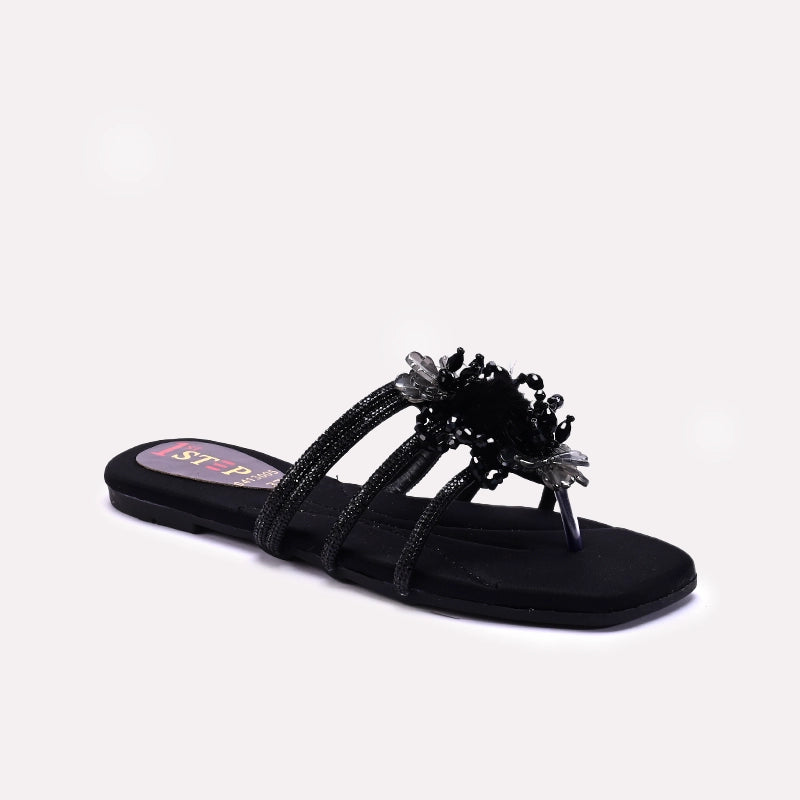 Womens Black Fancy Slippers 0413005