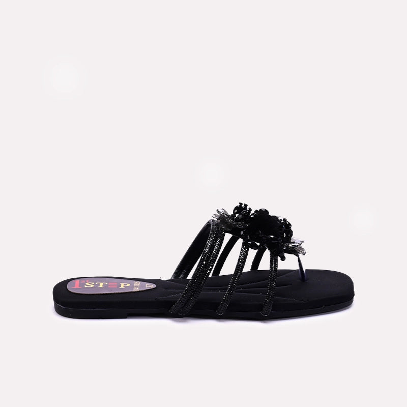 Womens Black Fancy Slippers 0413005