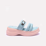 Womens Blue Chunky Casual Slippers 0413164