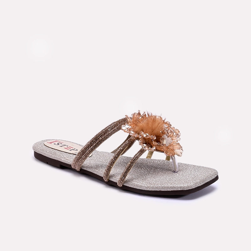 Womens Gold Fancy Slippers 0413005