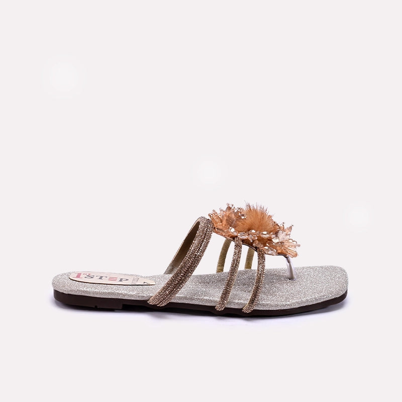 Womens Gold Fancy Slippers 0413005