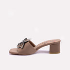 Womens Gold Fancy Block Heel Slippers 0413067