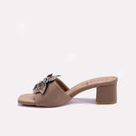 Womens Gold Fancy Block Heel Slippers 0413067