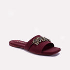 Womens Maroon Casual Flat Slippers 0412948