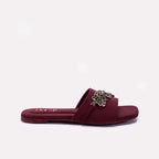 Womens Maroon Casual Flat Slippers 0412948