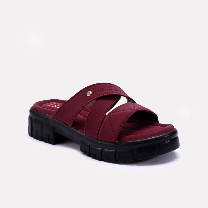 Womens_Maroon_Chunky_Casual_Slippers_0413100_1.webp