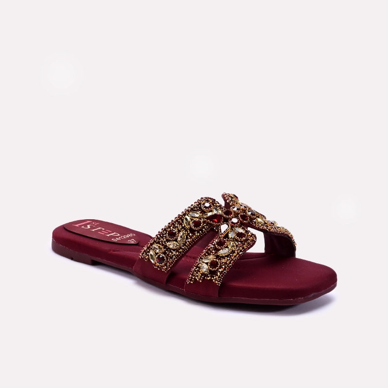 Womens_Maroon_Fancy_Flat_Slippers_0412985_1.webp
