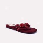 Womens Maroon Fancy Flat Slippers 0413006
