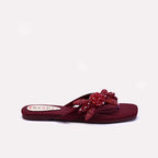 Womens Maroon Fancy Flat Slippers 0413006