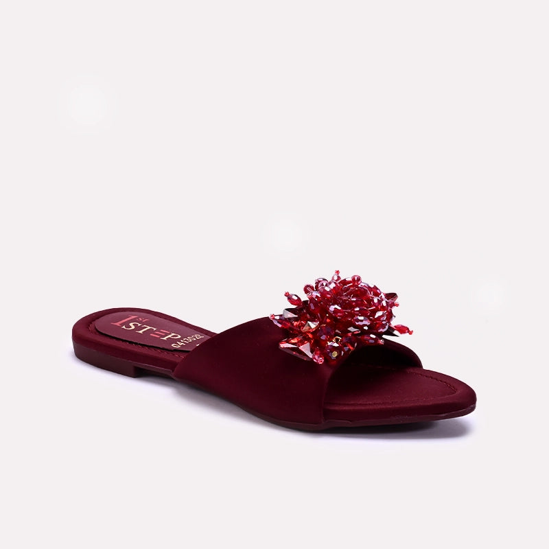 Womens Maroon Fancy Slippers 0413029