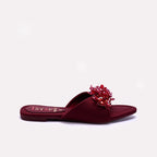 Womens Maroon Fancy Slippers 0413029