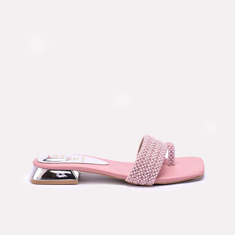 Womens Pink Fancy Flat Slippers 0413096