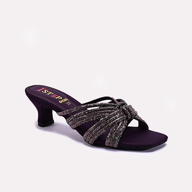 Womens Purple Fancy Heel Slippers 0413051