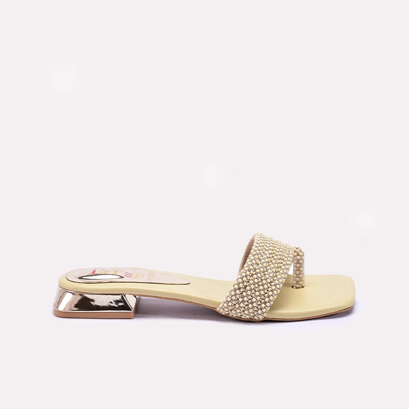 Womens Yellow Fancy Flat Slippers 0413096
