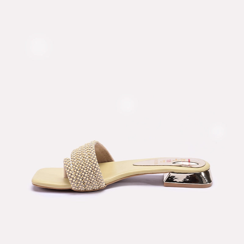 Womens Yellow Fancy Flat Slippers 0413096