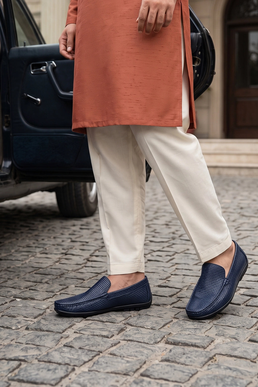 Yardley Blue Textured Dress Loafers 0130867
