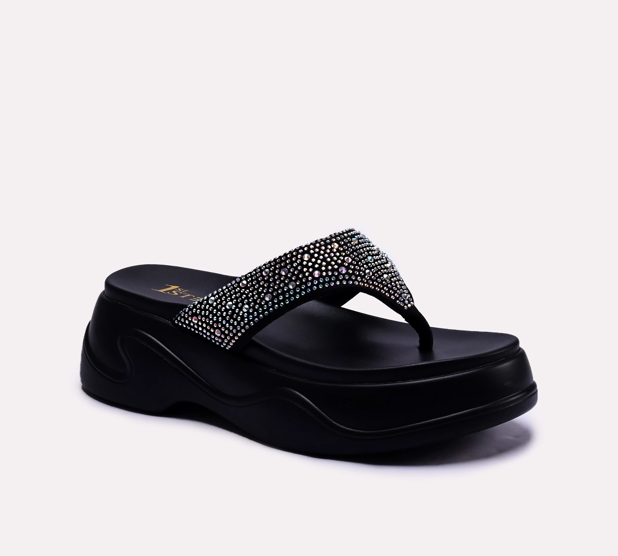 womens black platform flip flop slippers