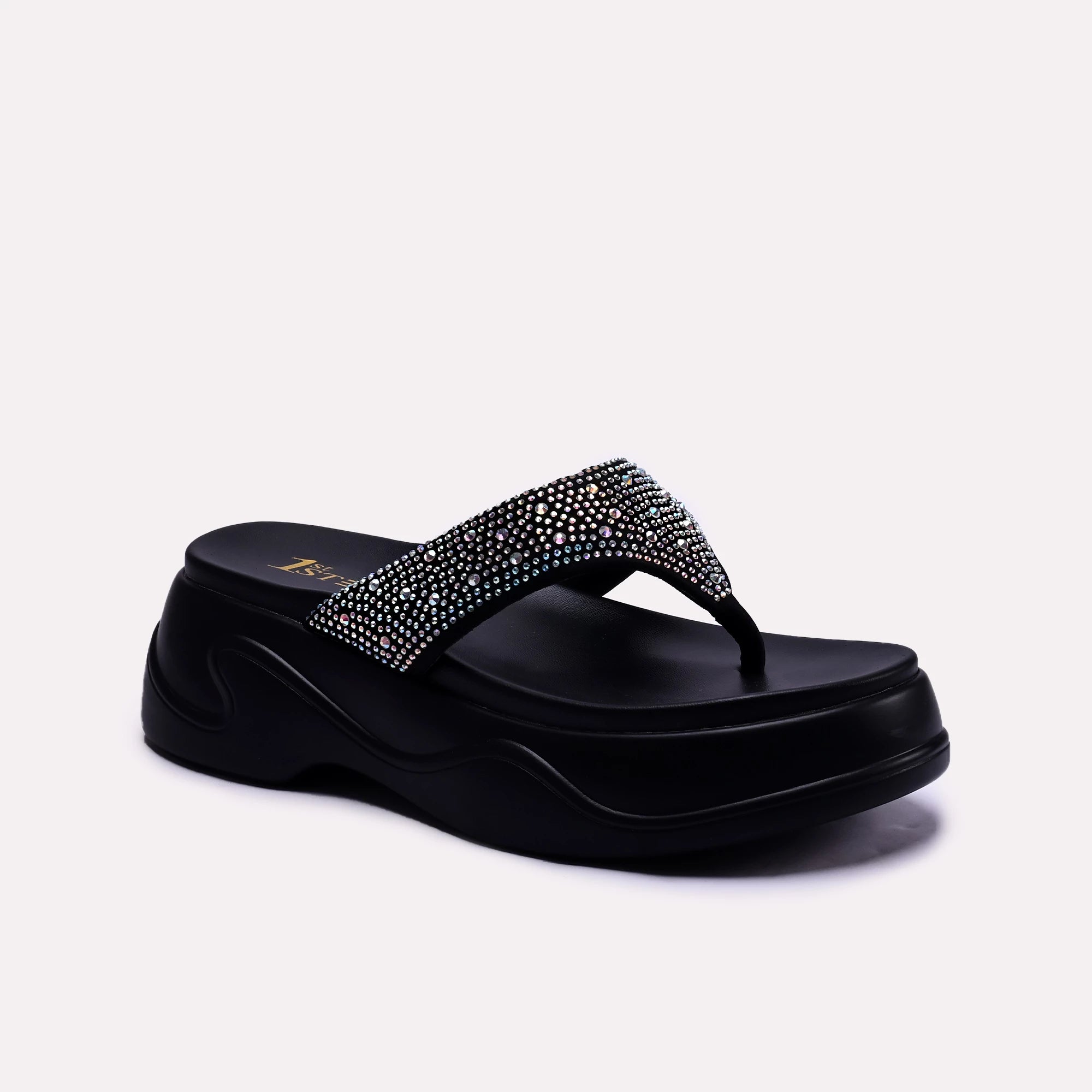 Black fashion platform flip flops