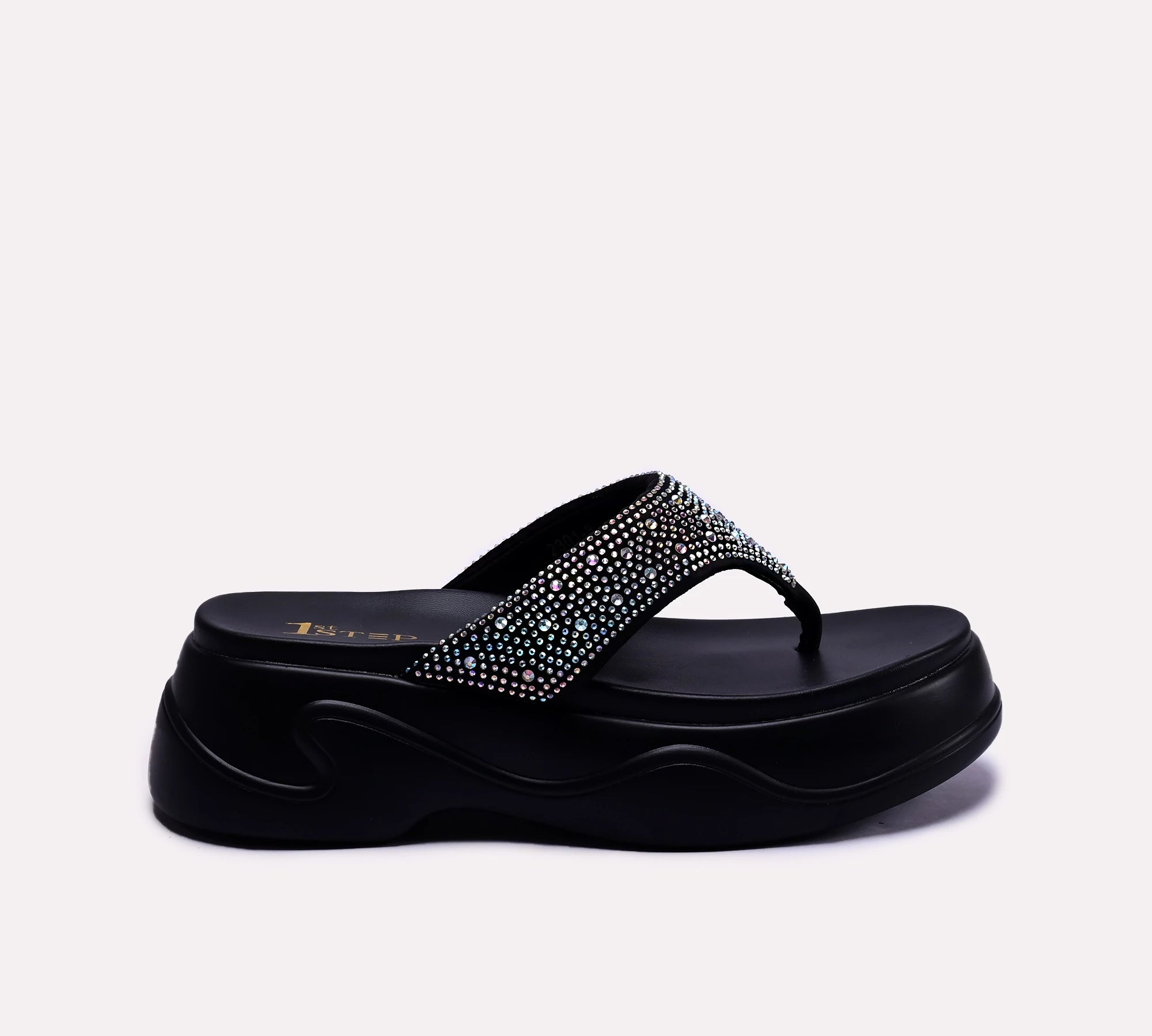 black platform flip flop slippers for women