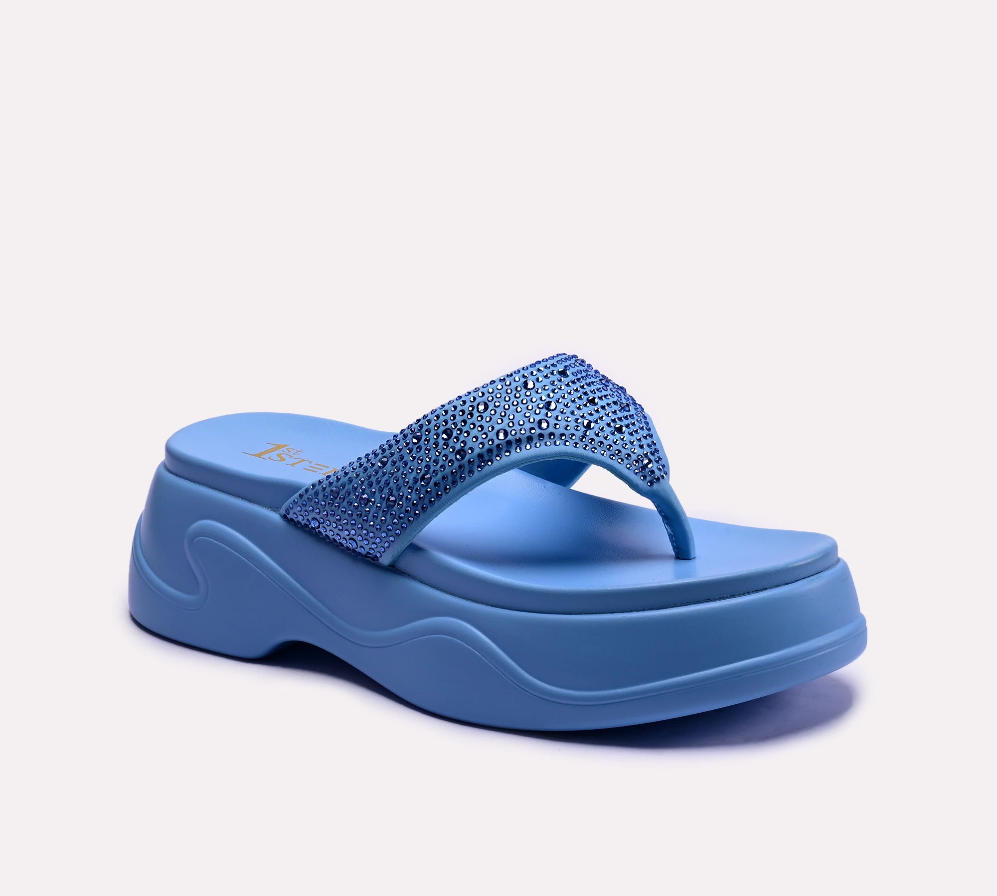 womens blue platform flip flop slippers