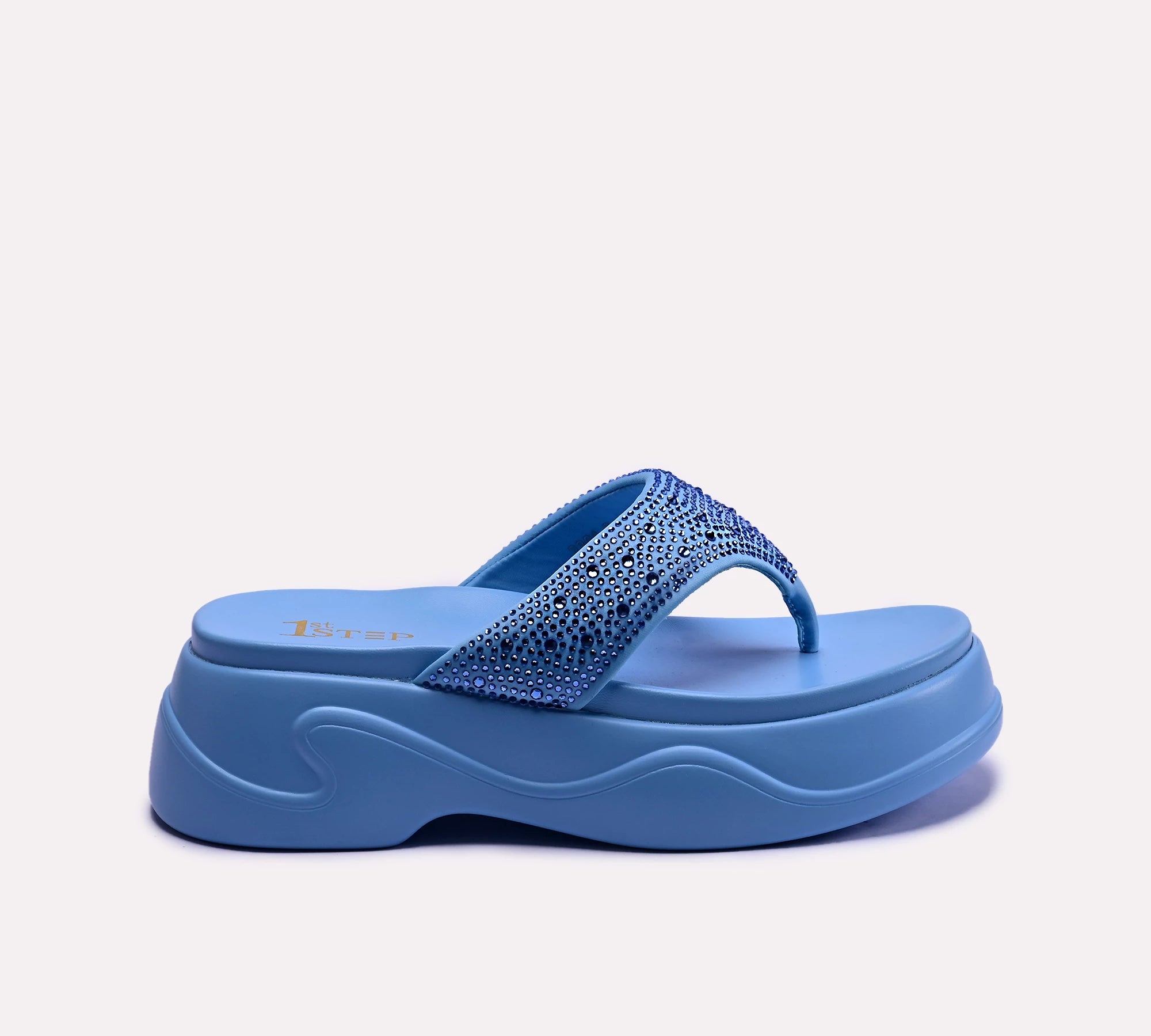 blue platform flip flop slippers for women