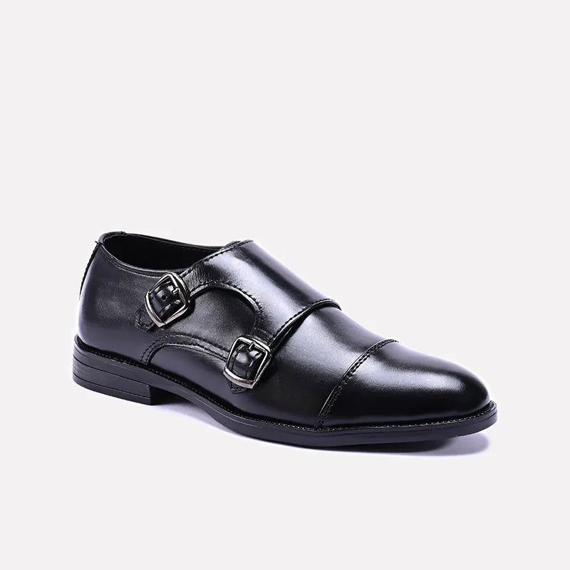 Ascend Black Double Monk Strap Shoes 0111182