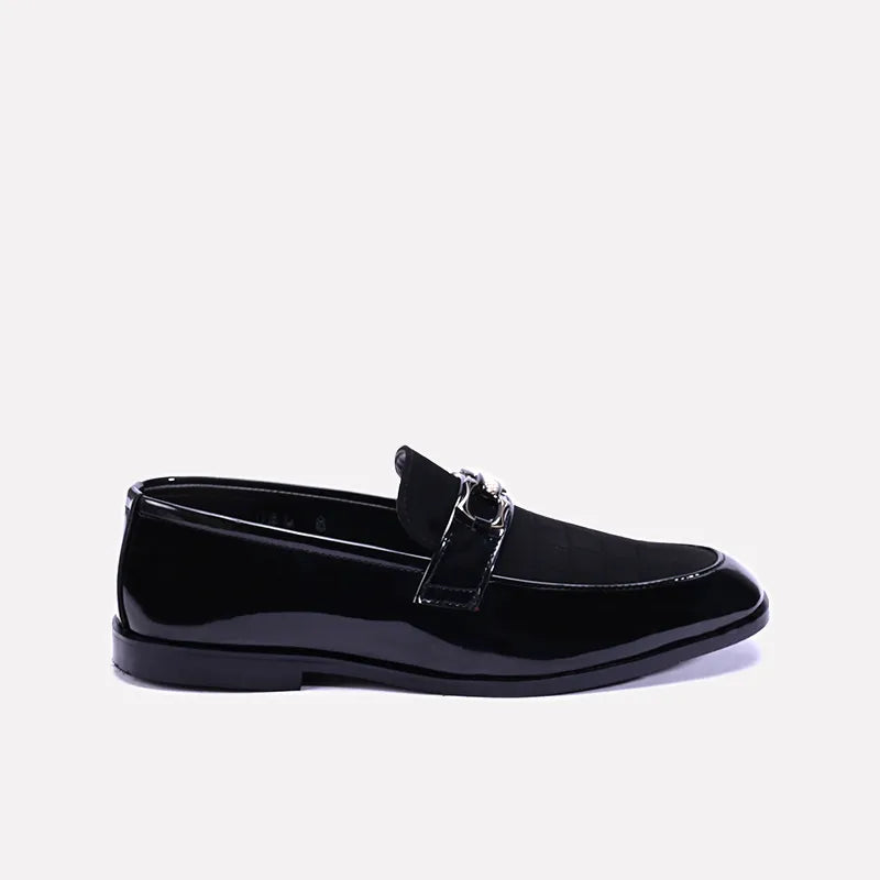 ashcomb mens slip on black glossy velvet shoes