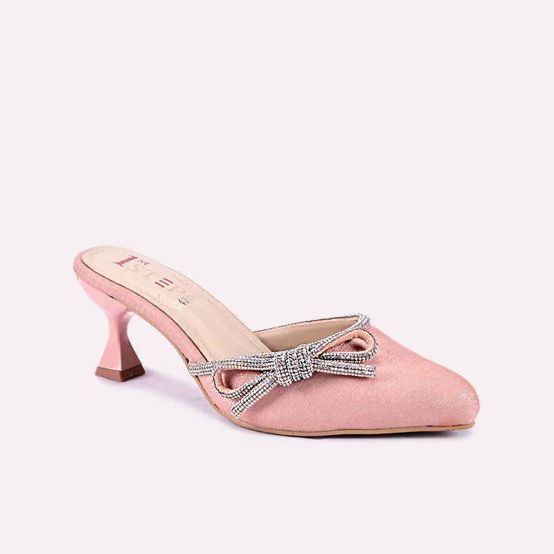 astra peach fancy heel pumps