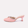 astra peach fancy heel pumps for women