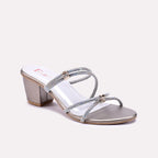 Avessa Gray Block Heel Fancy Slippers 0412798