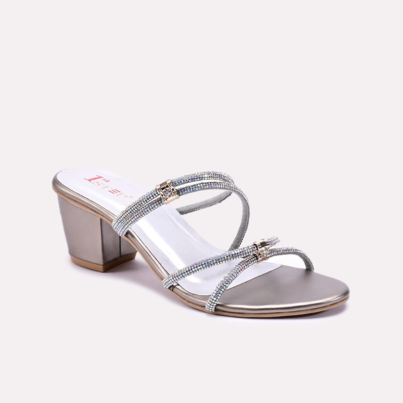 Avessa Gray Block Heel Fancy Slippers 0412798