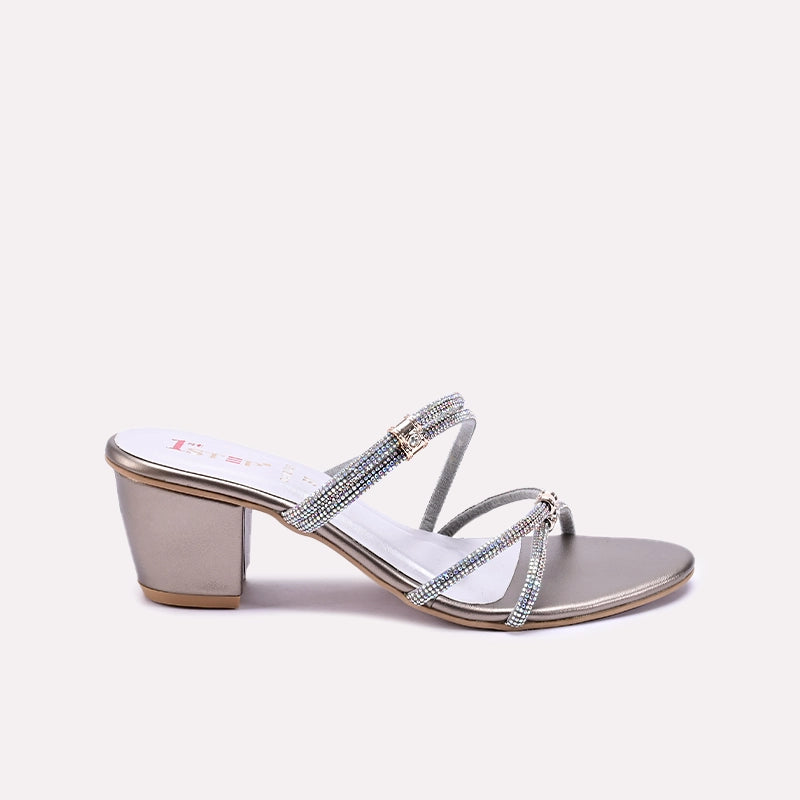 Avessa Gray Block Heel Fancy Slippers 0412798