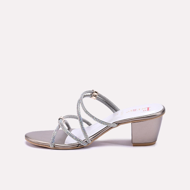 Avessa Gray Block Heel Fancy Slippers 0412798