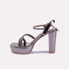 azura gray glossy high heel sandalsfor women