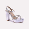 azura silver glossy high heel sandals