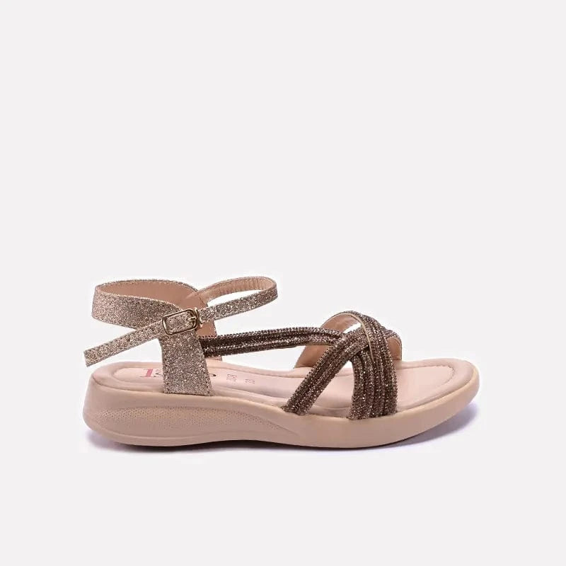 Girls Gold Casual Sandals