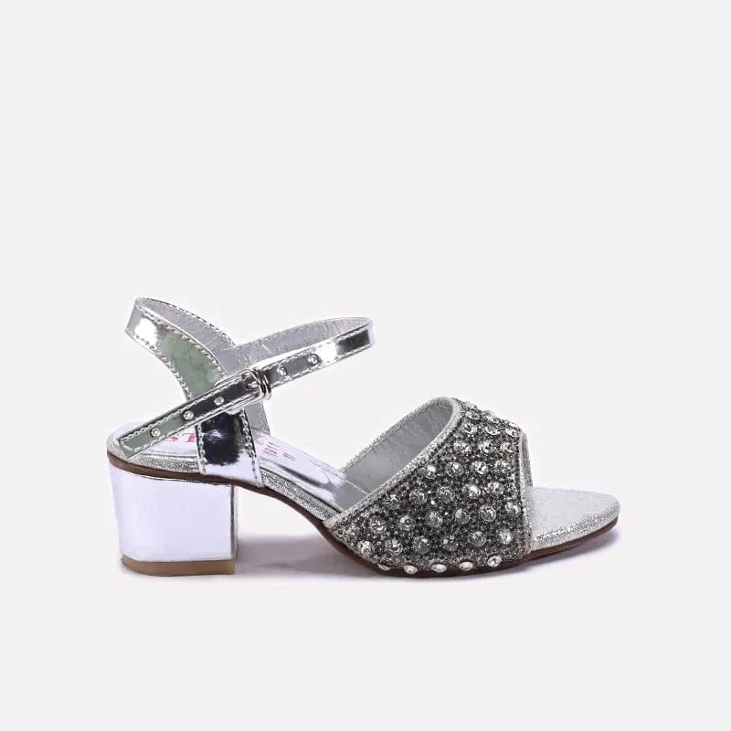 Girls Silver Fancy Sandals