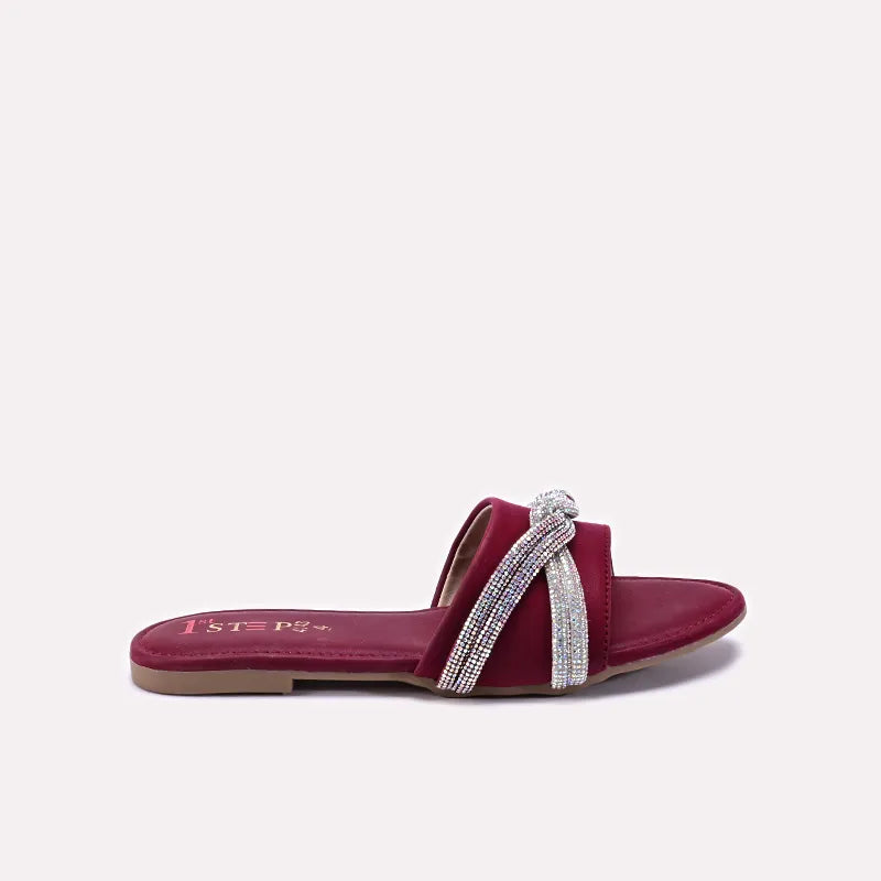 Baby Maroon Fancy Slippers