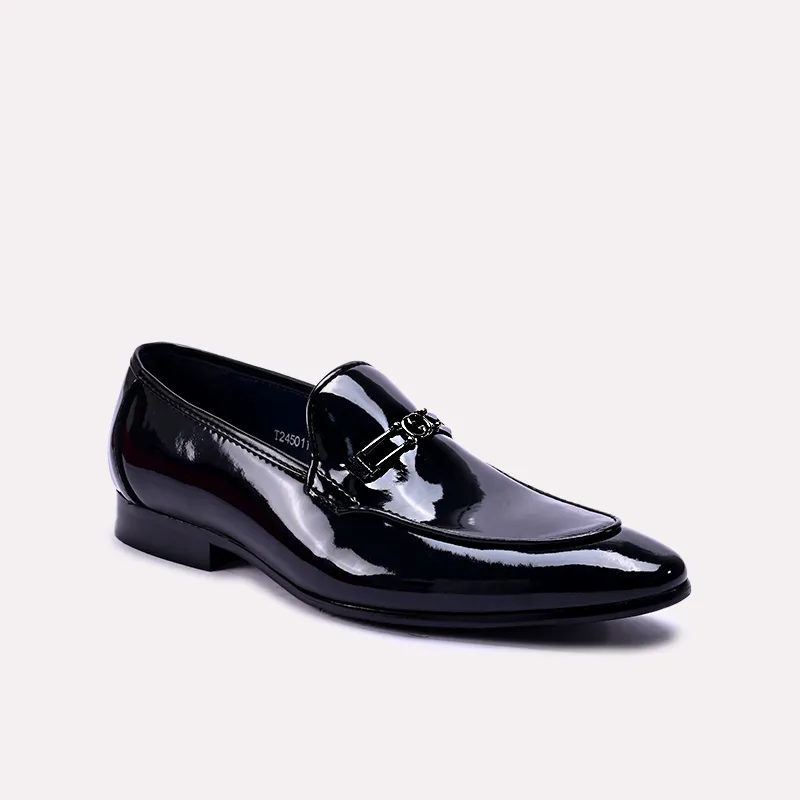 barrett black glossy slip on dress shoes