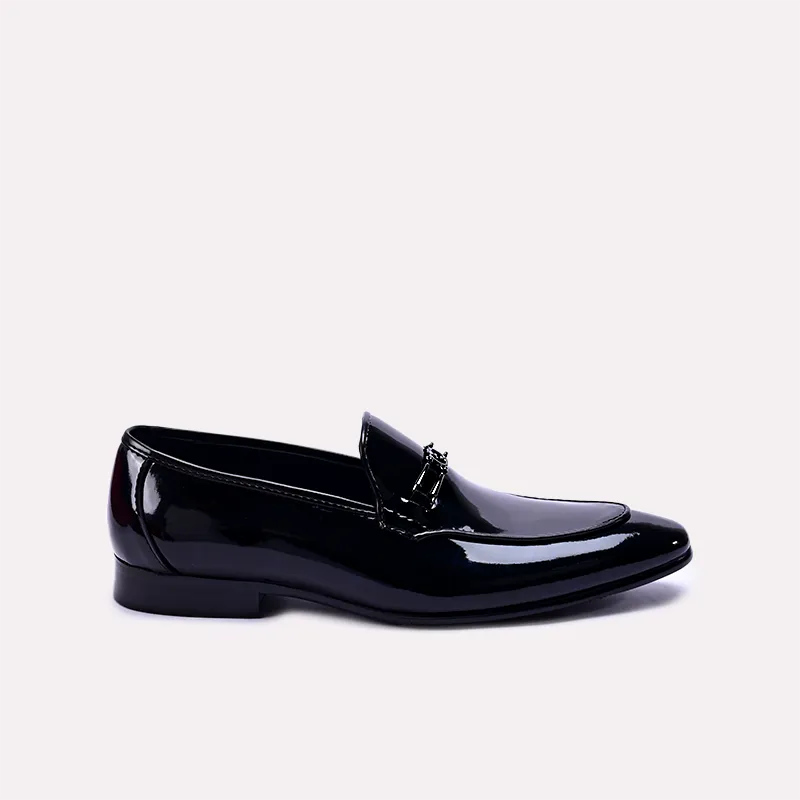 barrett mens black glossy slip on dress shoes