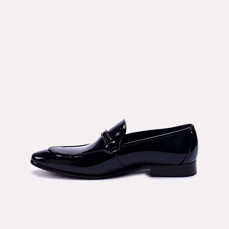 barrett black glossy slip on dress shoes for men